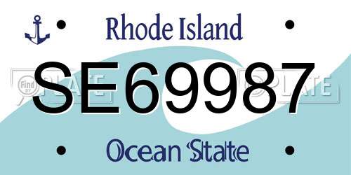 SE69987 Rhode Island License Plate