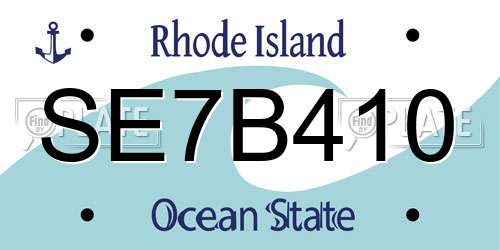 SE7B410 Rhode Island License Plate