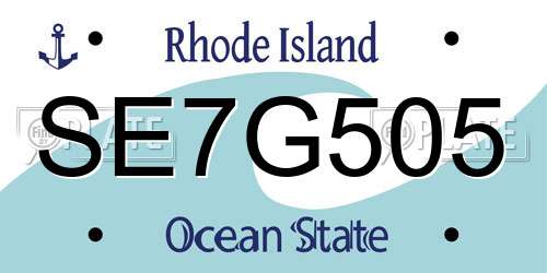 SE7G505 Rhode Island License Plate