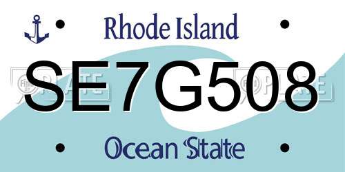 SE7G508 Rhode Island License Plate