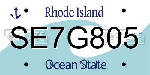SE7G805 Rhode Island License Plate