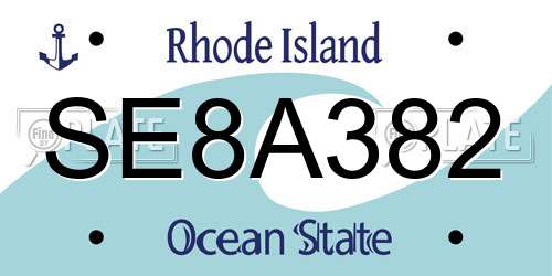 SE8A382 Rhode Island License Plate