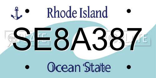 SE8A387 Rhode Island License Plate