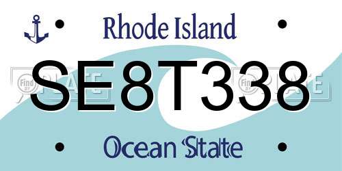 SE8T338 Rhode Island License Plate