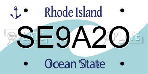 SE9A2O Rhode Island License Plate