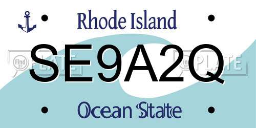 SE9A2Q Rhode Island License Plate