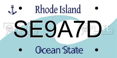SE9A7D Rhode Island License Plate