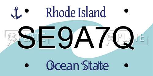 SE9A7Q Rhode Island License Plate
