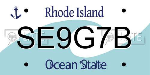 SE9G7B Rhode Island License Plate