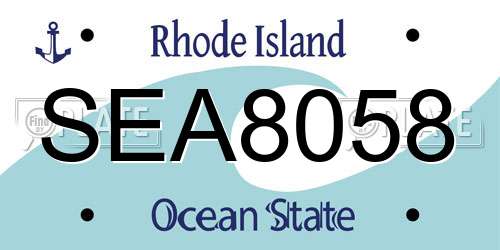 SEA8058 Rhode Island License Plate