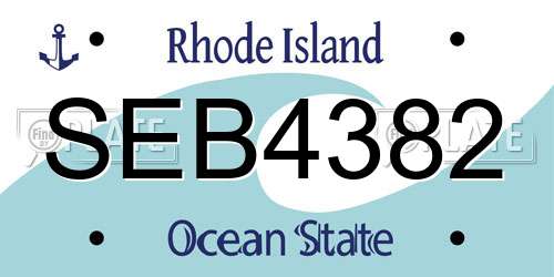 SEB4382 Rhode Island License Plate