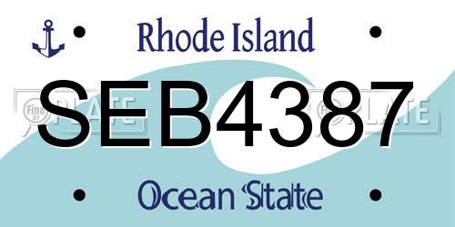 SEB4387 Rhode Island License Plate