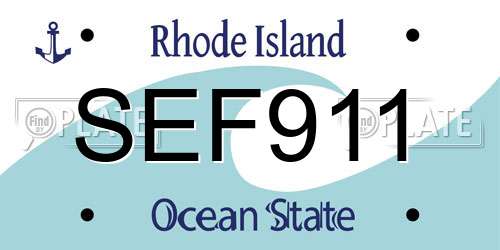 SEF911 Rhode Island License Plate