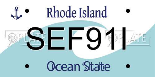 SEF91I Rhode Island License Plate