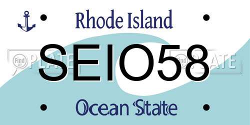 SEIO58 Rhode Island License Plate