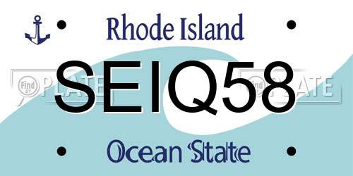 SEIQ58 Rhode Island License Plate