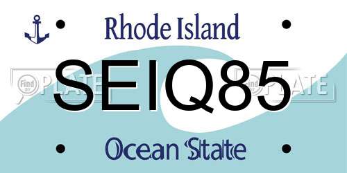 SEIQ85 Rhode Island License Plate