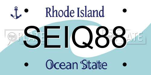 SEIQ88 Rhode Island License Plate