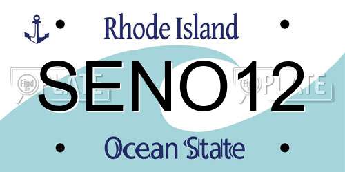 SENO12 Rhode Island License Plate