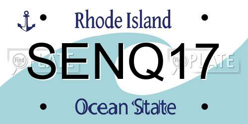 SENQ17 Rhode Island License Plate