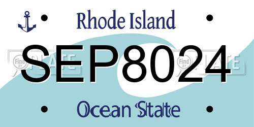 SEP8024 Rhode Island License Plate