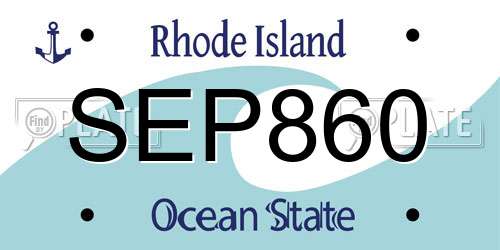 SEP860 Rhode Island License Plate