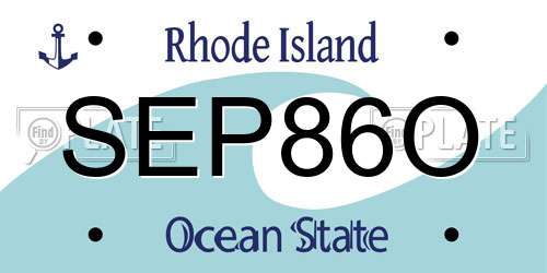SEP86O Rhode Island License Plate