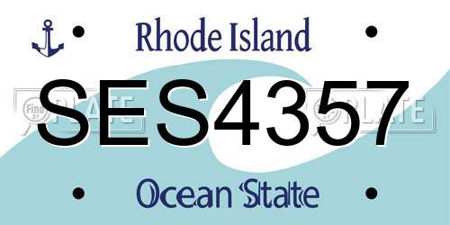 SES4357 Rhode Island License Plate