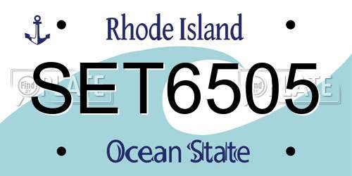 SET6505 Rhode Island License Plate