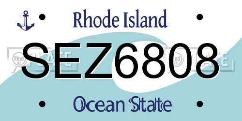 SEZ6808 Rhode Island License Plate
