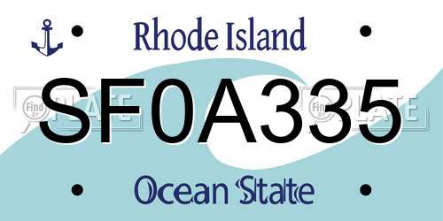 SF0A335 Rhode Island License Plate