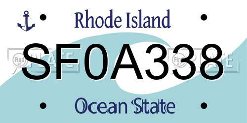 SF0A338 Rhode Island License Plate