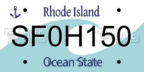 SF0H150 Rhode Island License Plate