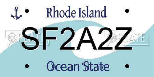 SF2A2Z Rhode Island License Plate