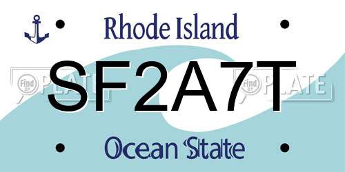 SF2A7T Rhode Island License Plate