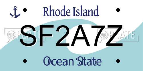 SF2A7Z Rhode Island License Plate