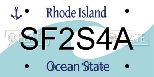 SF2S4A Rhode Island License Plate