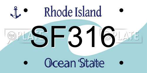 SF316 Rhode Island License Plate