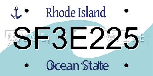 SF3E225 Rhode Island License Plate
