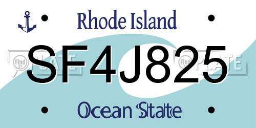 SF4J825 Rhode Island License Plate