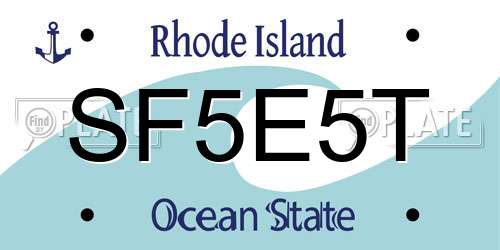 SF5E5T Rhode Island License Plate