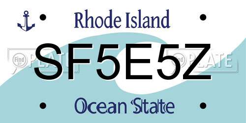SF5E5Z Rhode Island License Plate
