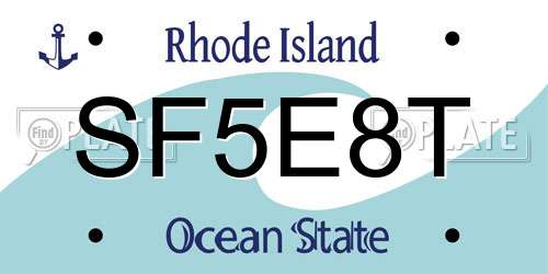 SF5E8T Rhode Island License Plate