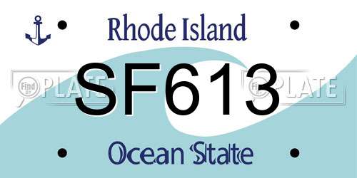 SF613 Rhode Island License Plate