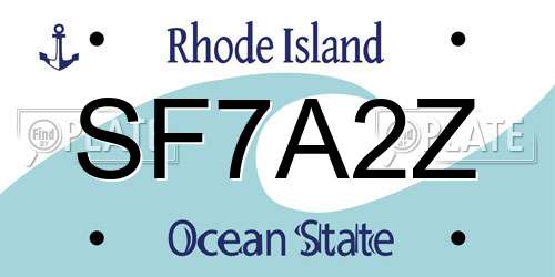 SF7A2Z Rhode Island License Plate