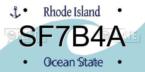 SF7B4A Rhode Island License Plate