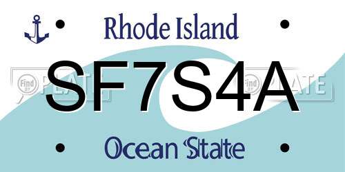 SF7S4A Rhode Island License Plate