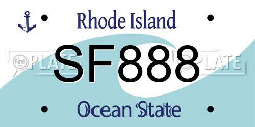 SF888 Rhode Island License Plate
