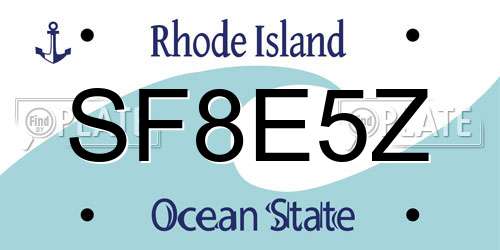 SF8E5Z Rhode Island License Plate