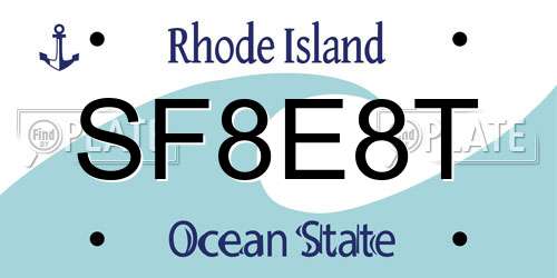 SF8E8T Rhode Island License Plate